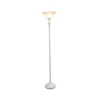 1 Light Torchiere Floor Lamp with Marbleized Glass Shade