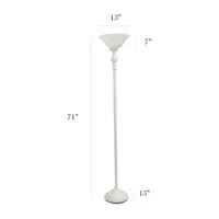 1 Light Torchiere Floor Lamp with Marbleized Glass Shade