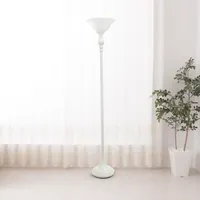 1 Light Torchiere Floor Lamp with Marbleized Glass Shade