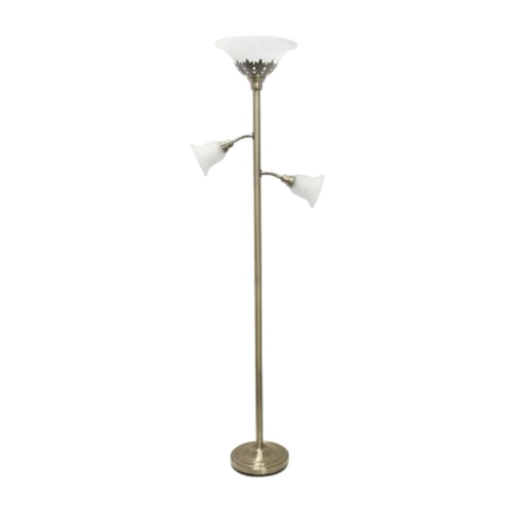 3 Light Floor Lamp with Scalloped Glass Shades