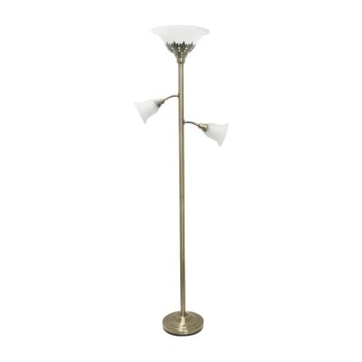 3 Light Floor Lamp with Scalloped Glass Shades