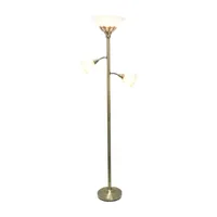 3 Light Floor Lamp with Scalloped Glass Shades