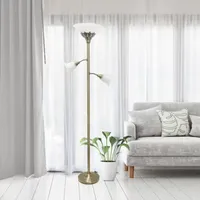 3 Light Floor Lamp with Scalloped Glass Shades