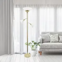 3 Light Floor Lamp with Scalloped Glass Shades