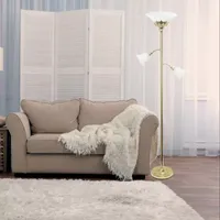 3 Light Floor Lamp with Scalloped Glass Shades