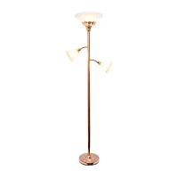 3 Light Floor Lamp with Scalloped Glass Shades