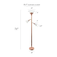 3 Light Floor Lamp with Scalloped Glass Shades