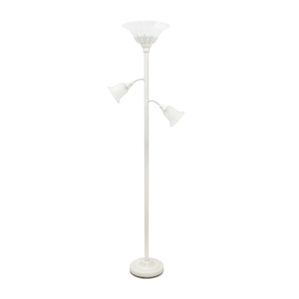 3 Light Floor Lamp with Scalloped Glass Shades