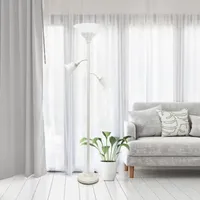 3 Light Floor Lamp with Scalloped Glass Shades