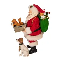 Kurt Adler 10.5-Inch Fabriché™ Adopt-A-Pet  With Dog; 2 Piece Set Santa Figurine