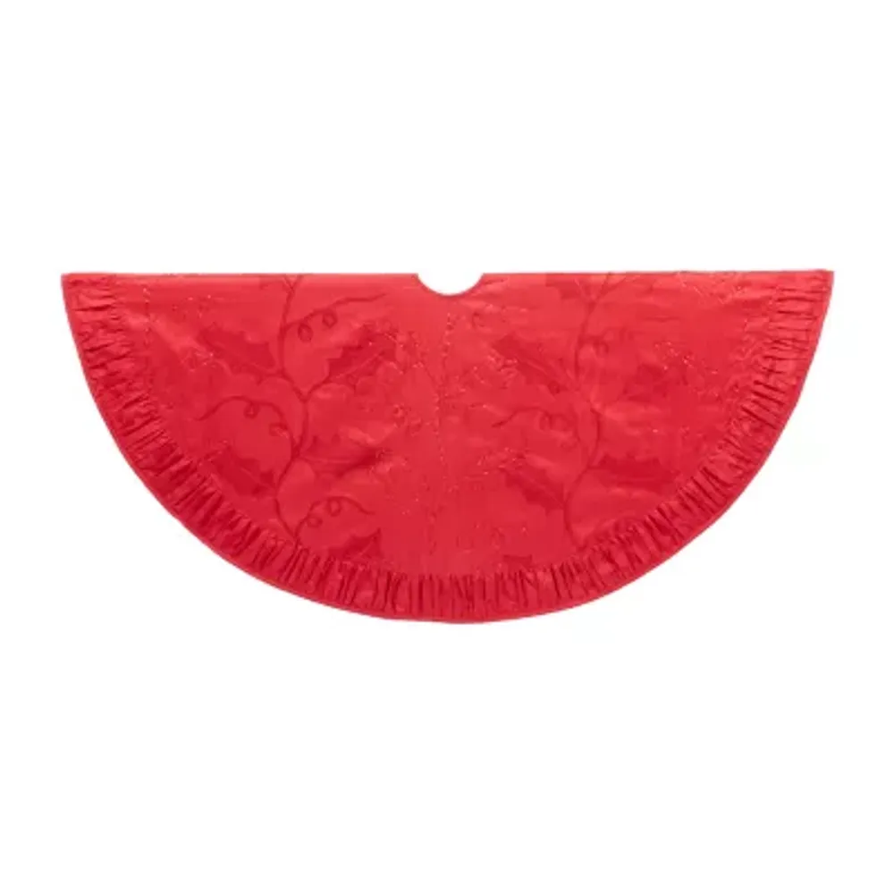 Kurt Adler Red Sequin And Holly Tree Skirt