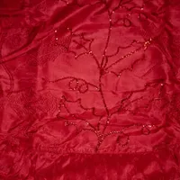 Kurt Adler Red Sequin And Holly Tree Skirt