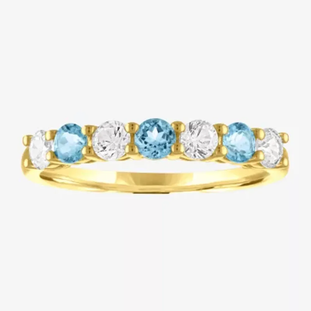 Genuine Blue Topaz 10K Gold Band