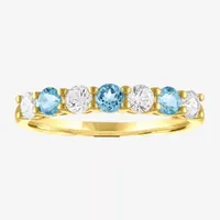 Genuine Blue Topaz 10K Gold Band