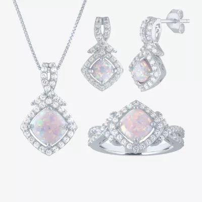 Lab Created White Opal Sterling Silver Cushion 3-pc. Jewelry Set