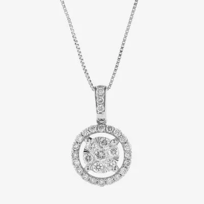 Womens 1/2 CT. T.W. Mined White Diamond 14K Gold Round Pendant Necklace