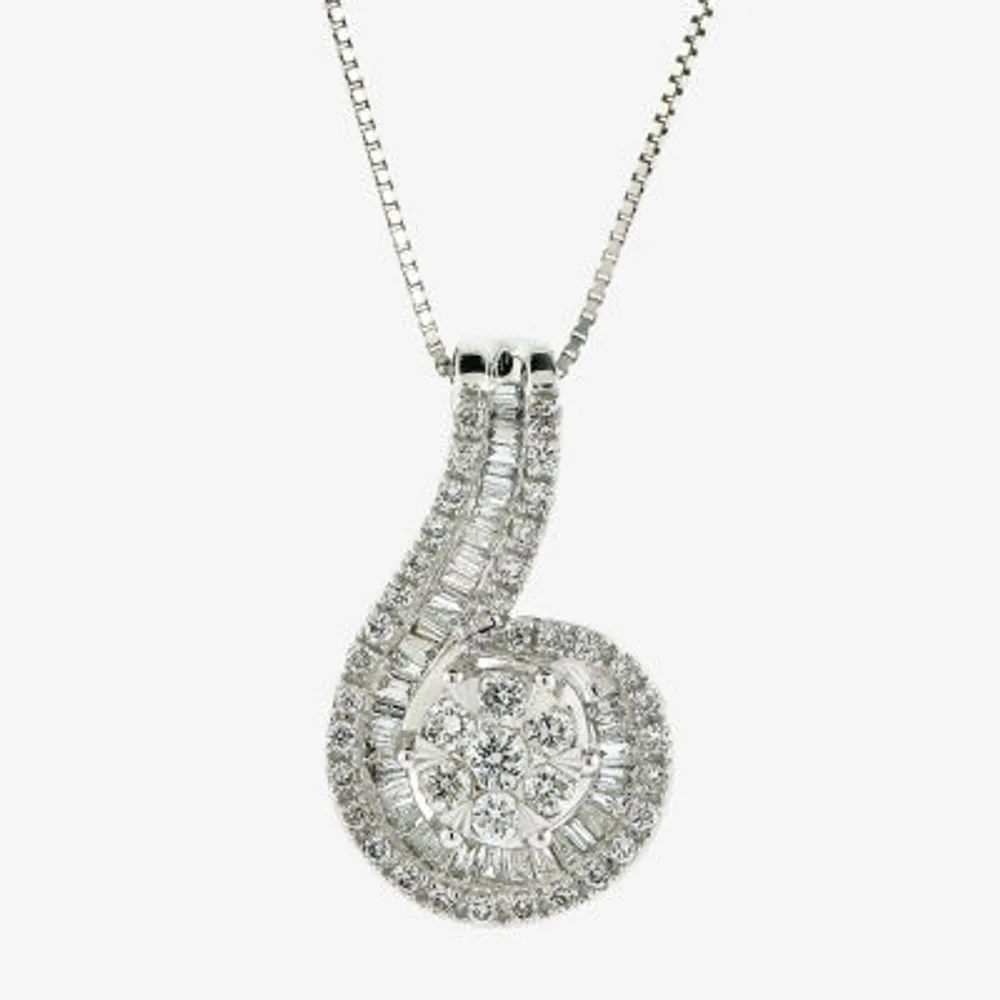 Diamond Blossom Womens /4 CT. T.W. Natural White Diamond 10K White Gold Pendant Necklaces
