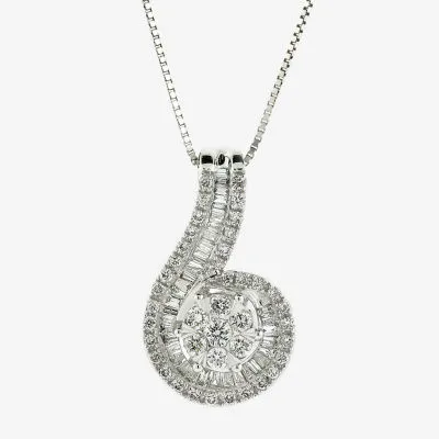 Diamond Blossom Womens /4 CT. T.W. Natural White Diamond 10K White Gold Pendant Necklaces