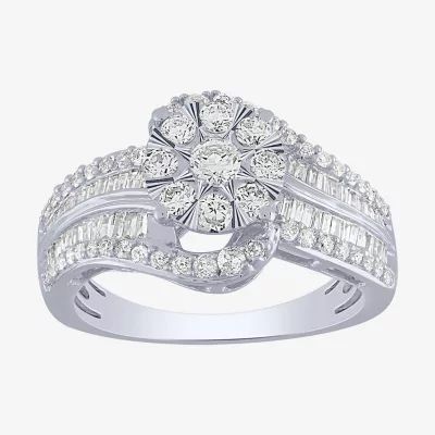 Signature By Modern Bride Womens 1 CT. T.W. Mined White Diamond 14K Gold Round Engagement Ring