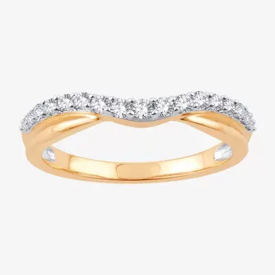 1/4 CT.T.W. Natural Diamond 10K or 14K Gold Curved Wedding Band