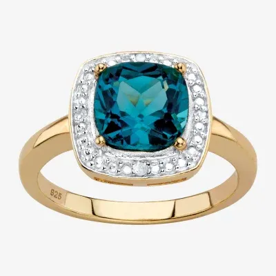 Womens Diamond Accent Genuine Topaz 14K Gold Over Silver Cocktail Ring