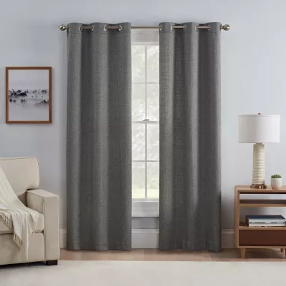 Eclipse Carter Energy Saving Light-Filtering Grommet Top Set of 2 Curtain Panel