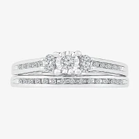 Womens 1/4 CT. T.W. Natural White Diamond Sterling Silver Round Bridal Set