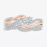 Love Lives Forever Womens 1/2 CT.T.W. Natural Diamond 10K Rose Gold Sterling Silver Bridal Set