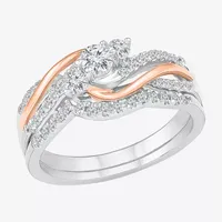 Love Lives Forever Womens 1/2 CT.T.W. Natural Diamond 10K Rose Gold Sterling Silver Bridal Set