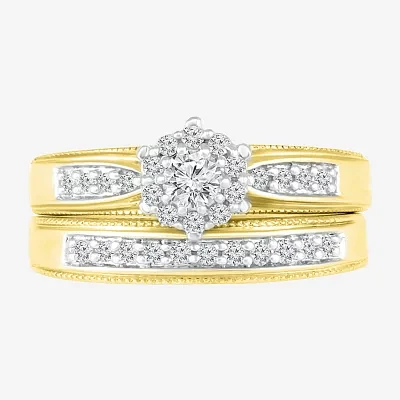 Womens 3/8 CT.T.W. Natural Diamond 10K Gold Bridal Set