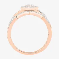 Womens 1/3 CT. T.W. Natural White Diamond 10K Rose Gold Heart Halo Bridal Set