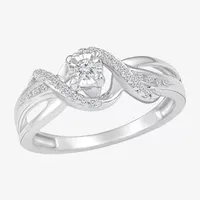 Promise My Love Womens 1/ CT. T.W. Natural White Diamond Sterling Silver Round Bypass Ring