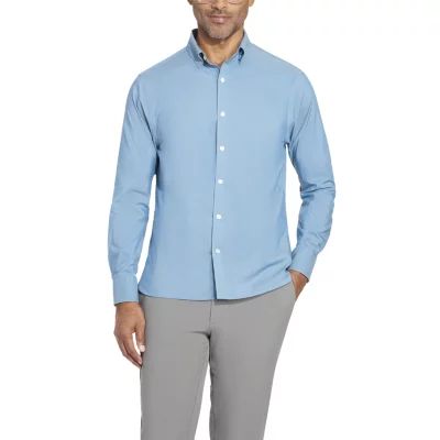 Van Heusen Never Tuck Stain Shield Mens Slim Fit Long Sleeve Button-Down Shirt