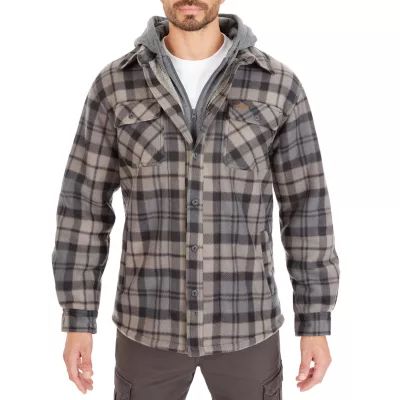 Smiths Workwear Sherpa Lined Microfleece Mens Hooded Shirt Jacket