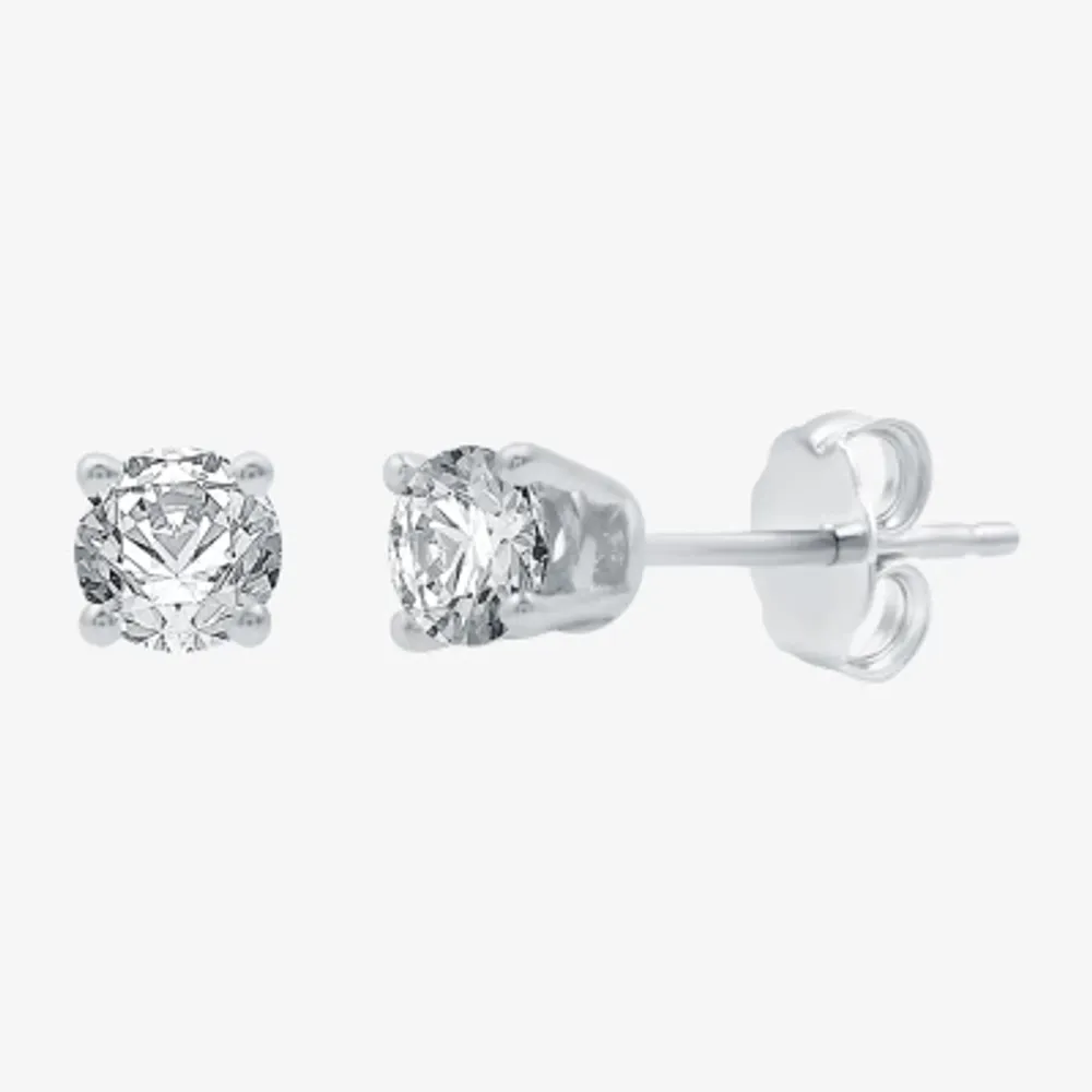 1/3 CT. T.W. Natural White Diamond 14K White Gold 3.4mm Round Stud Earrings