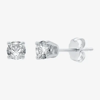 1/3 CT. T.W. Natural White Diamond 14K White Gold 3.4mm Round Stud Earrings