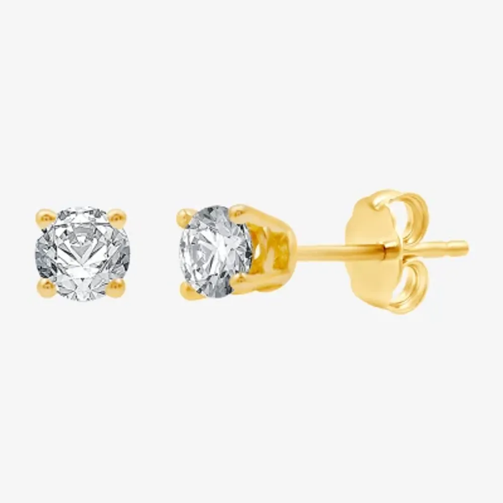 1/3 CT. Natural White Diamond 14K Gold 3.4mm Round Stud Earrings