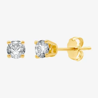 1/3 CT. Natural White Diamond 14K Gold 3.4mm Round Stud Earrings