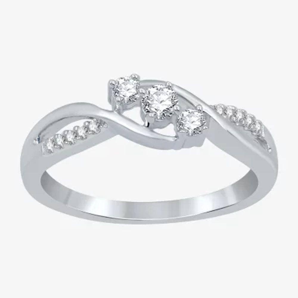 Love Lives Forever 1/5 CT.T.W. Natural Diamond Three-Stone Promise Ring