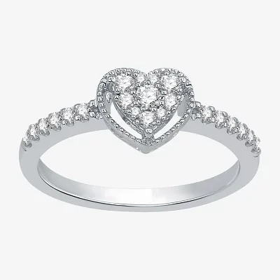 1/4 CT.T.W. Natural Diamond Heart-Shaped Promise Ring