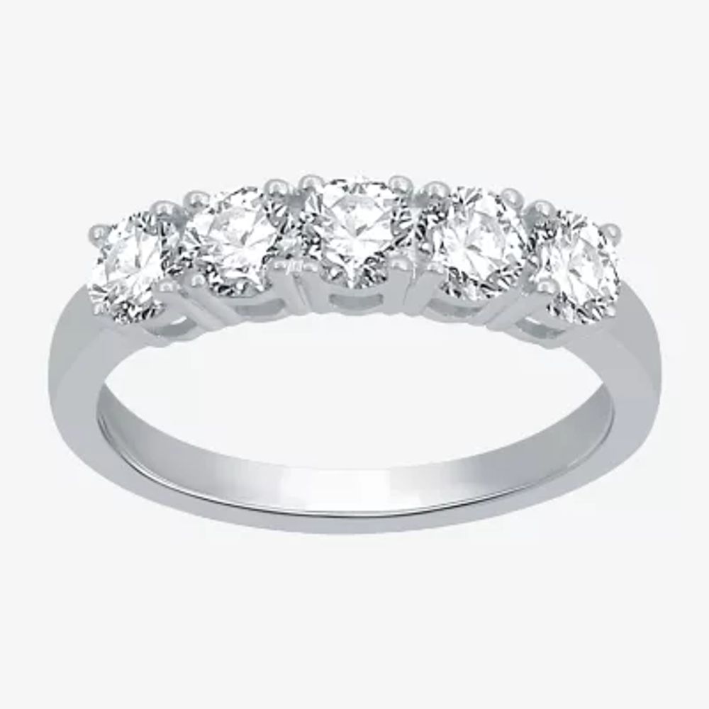 1 CT.T.W. Natural Diamond 10K White Gold 5-Stone Wedding Band