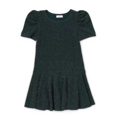 Emerald Sundae Big Girls Short Sleeve Puffed Drop Waist Dress