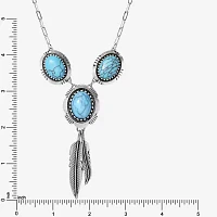 JS Jessica Simpson Silver Tone Feather 17 Inch Link Y Necklace