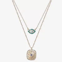 JS Jessica Simpson Gold Tone Glass 16 Inch Cable Evil Eye Strand Necklace