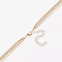 JS Jessica Simpson Gold Tone Crystal 19 Inch Fashion Heart Strand Necklace