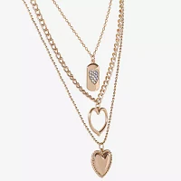 JS Jessica Simpson Gold Tone Crystal 19 Inch Fashion Heart Strand Necklace