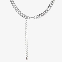 JS Jessica Simpson Silver Tone 16 Inch Curb Heart Pendant Necklace