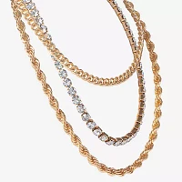 JS Jessica Simpson Gold Tone Glass 18 Inch Fashion Chain Necklace