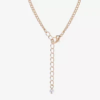 JS Jessica Simpson Gold Tone Crystal 16 Inch Curb Cross Pendant Necklace