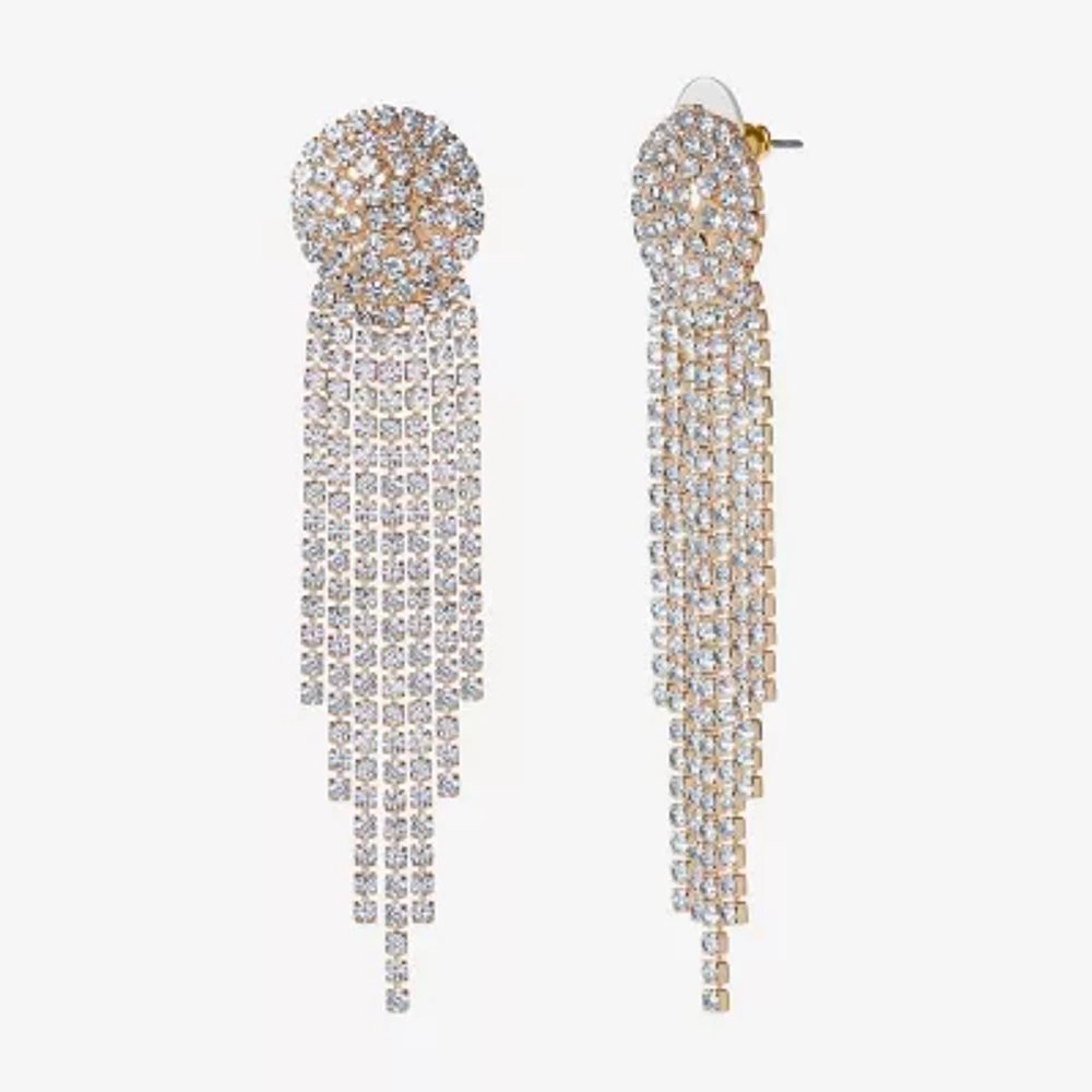 JS Jessica Simpson Gold Tone Crystal Drop Earrings